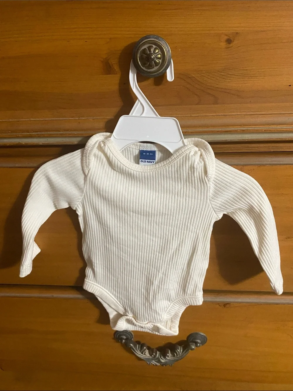 Old Navy Cream Ribbed Long-Sleeve Baby Bodysuit - Neutral